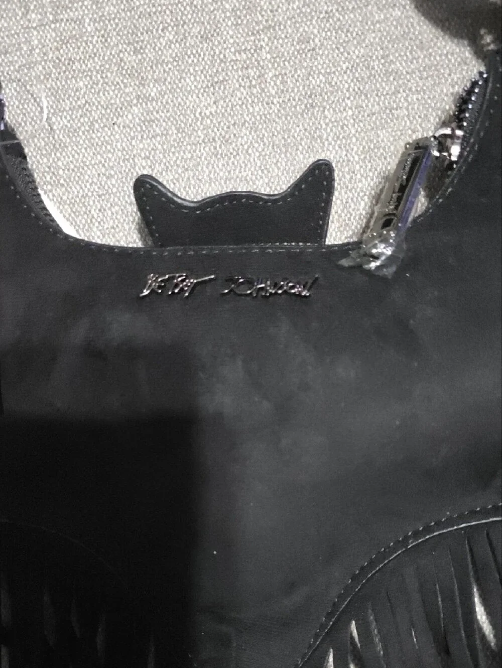 Betsey Johnson Black Bat Fringe Purse NWT